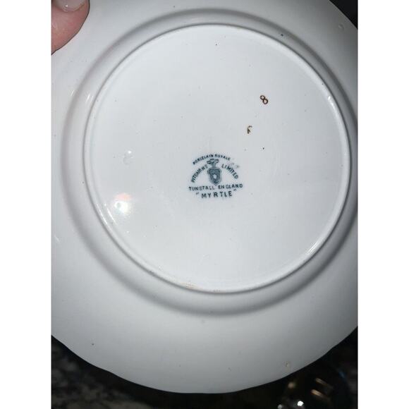 Pitcairns Limited Tunstall England Myrtle Dinner Plates 9" Set of 4 Atq Blue Whi - Picture 6 of 11